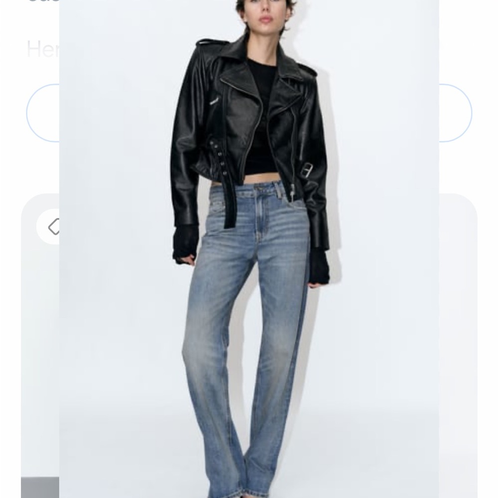 NWT Zara biker sheep Leather Jacket